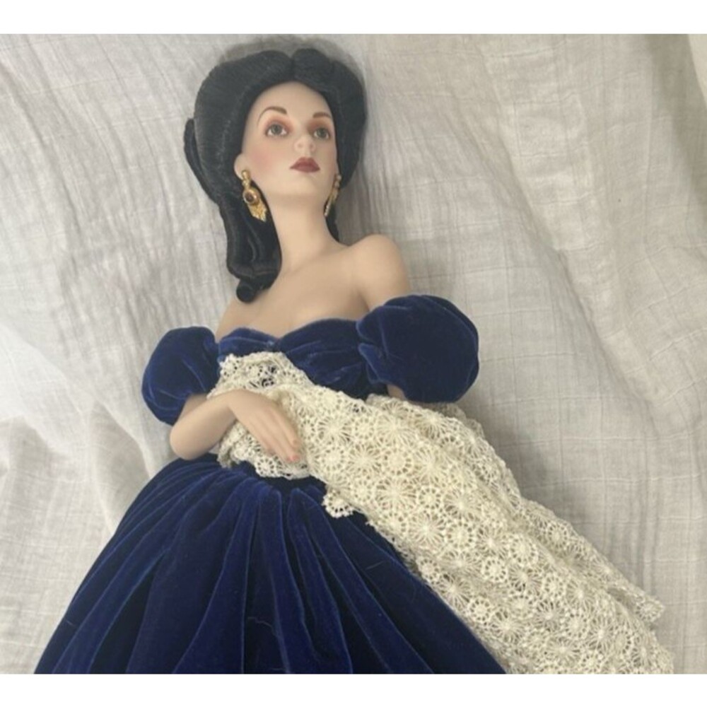 GONE WITH THE WIND Doll Franklin Mint SCARLETT BLUE DRESS PORTRAIT Collectors